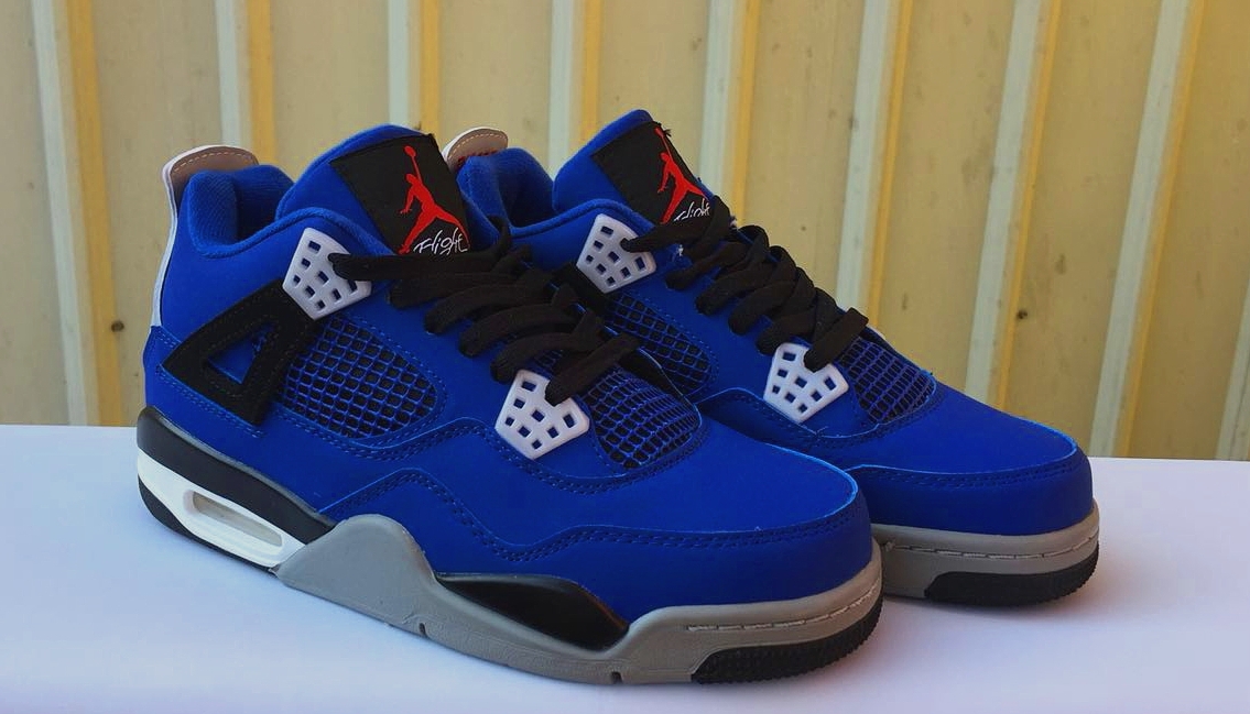 Air Jordan 4 Retro Eminem Blue Black Grey Shoes - Click Image to Close